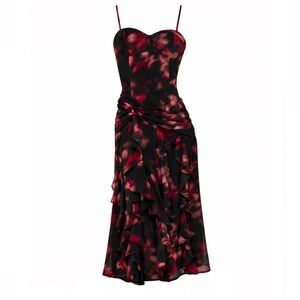 🆕Abstract Ruffled Knotted Midi Dress - Size XL